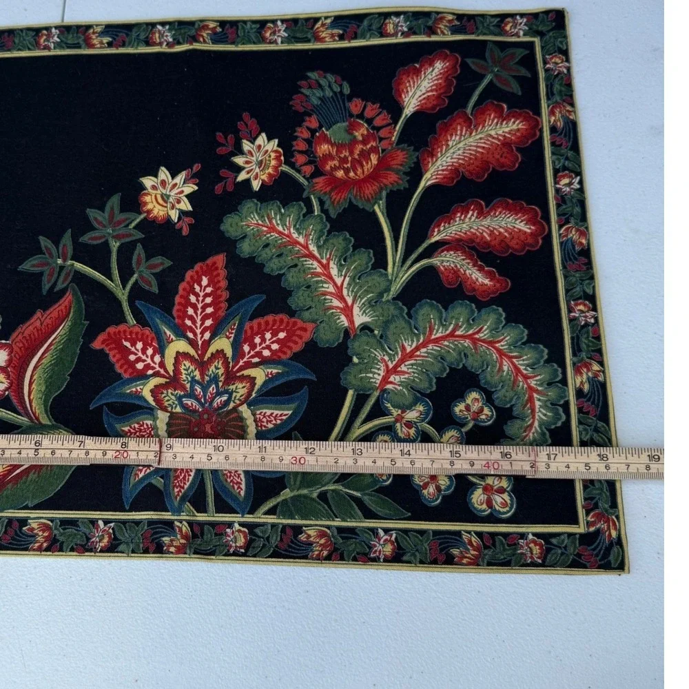 April Cornell for Danica Black Floral Cotton Placemats Set of 8 Jacobean Boho